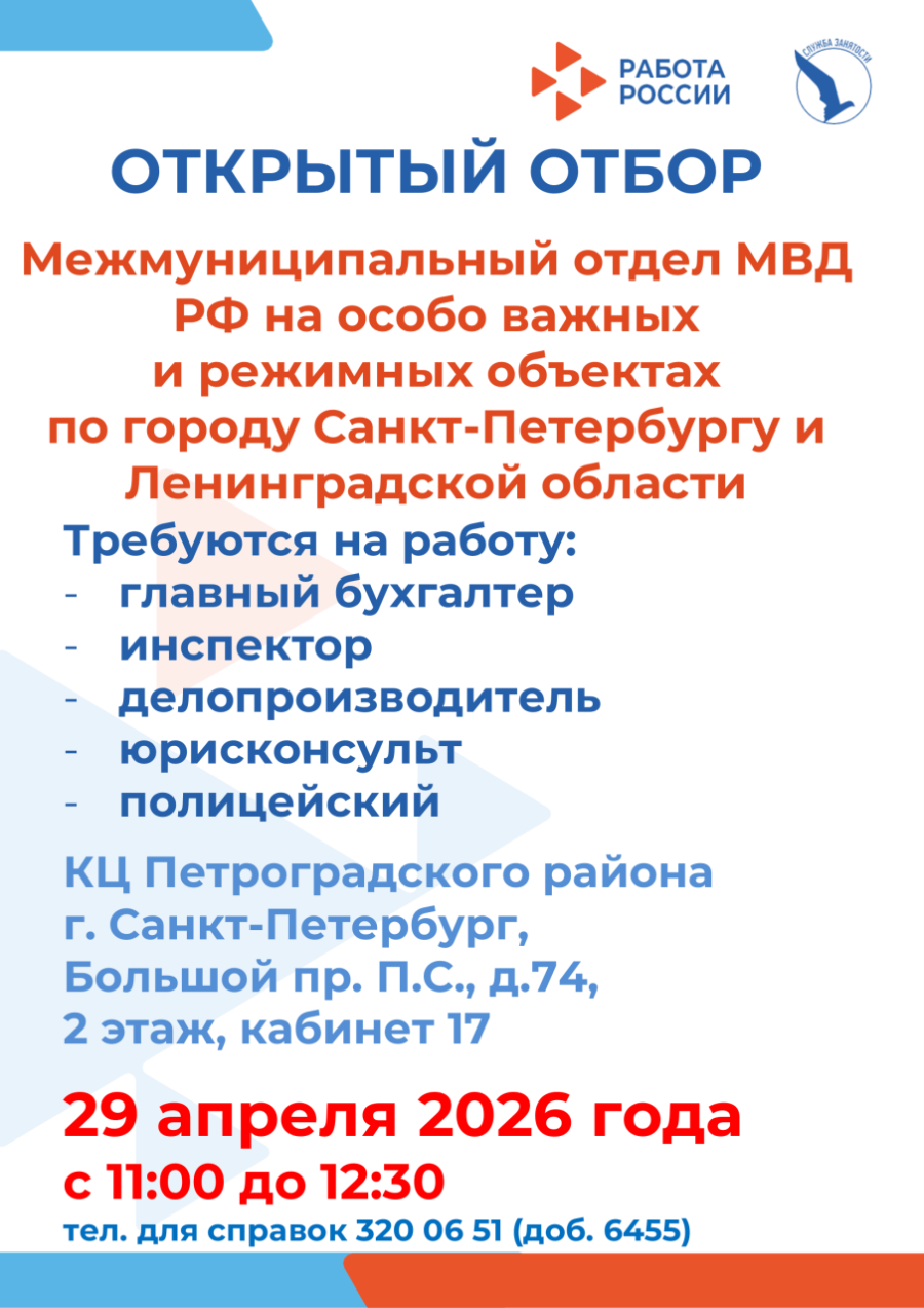 Открытые вакансии в Межмуниципальном отделе МВД РФ